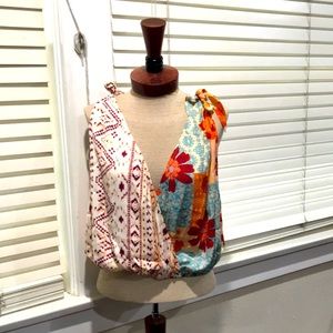 Free People Tied to You Tank Bohemian Blouse Size Small Tropical Combo E…